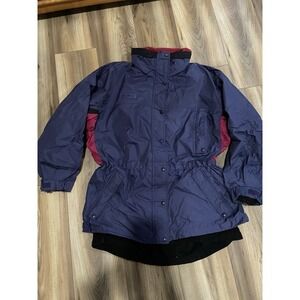 Vintage Columbia Ski Parka Winter Coat Jacket 2 In 1 Sz Large Blue Pockets
